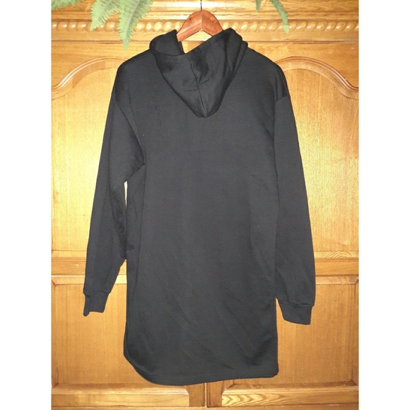 HP🥰boohoo Tartan Lip Print Hood Sweatshirt Dress - Picture 8 of 16